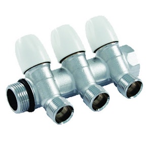 tiemme Kollektor sulg.kraaniga.3/4" maxima, 3x1/2"vk valge