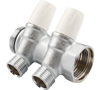 tiemme Kollektor sulg.kraaniga.3/4" maxima 2 x 3/4" vk valge