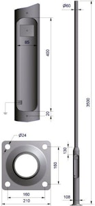 vik ørsta Rett mast 3,5m pl160, topp ø60