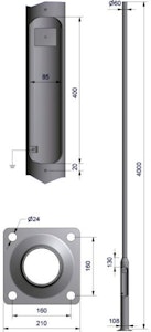 vik ørsta Rett mast 4m pl160, topp ø60