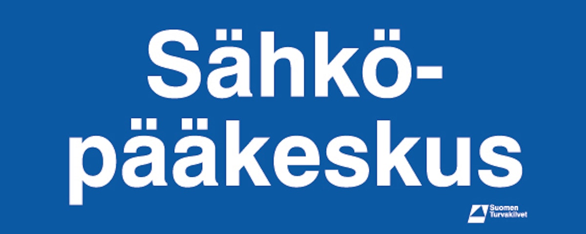 SUOMEN TURVAKILVET MERKINTÄKILPI SÄHKÖPÄÄKESKUS 120x300 MUOVI | Kyltit ja  opasteet | Onninen