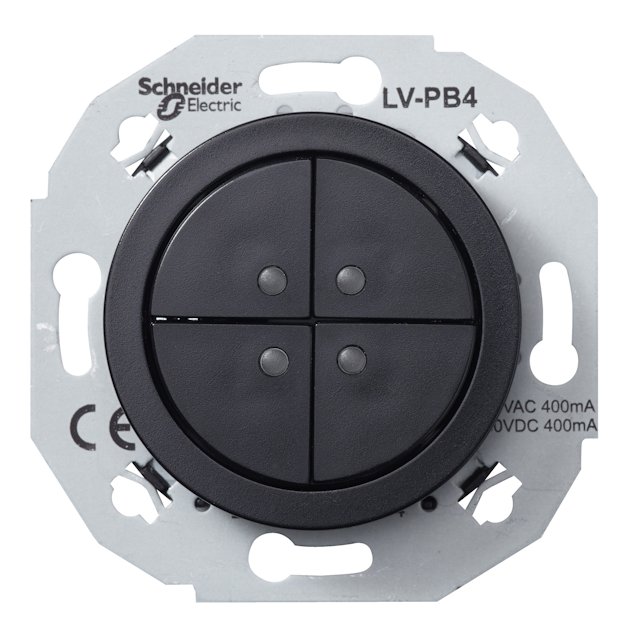 SCHNEIDER ELECTRIC RENOVA TRYCKKNAPP SVAGSPÄNNING 4P SVART ...