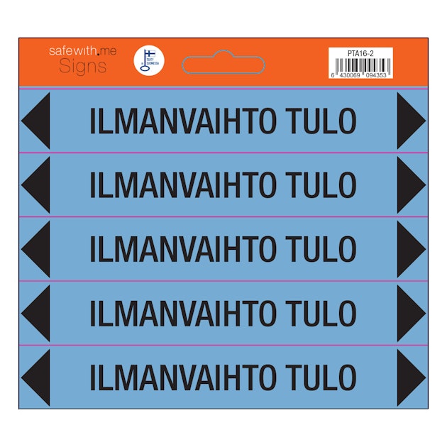 TURVAKAUPPA PIPE MARKING ILMANVAIHTO TULO SHEET WITH 5 STICKERS | Signs ...