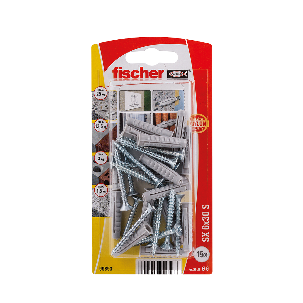 FISCHER EXPANSION PLUG FISCHER SX 6X30 K NV 30PCS | Wall Plugs And ...