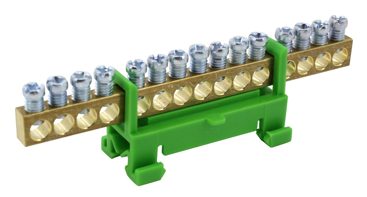 POLLMANN GROUNDING BUSBAR SL/15 FOR DIN RAIL GREEN Row Strips Onninen