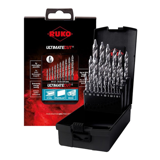 RUKO TWIST DRILL BIT SET FLOWSTEP 113mm 25os HSS Metal Drill Bits