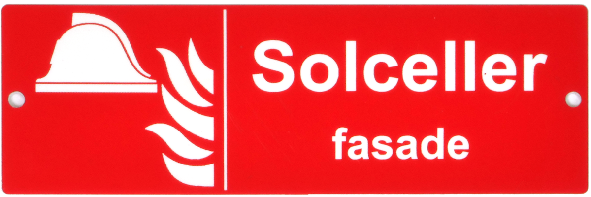 Solcelle fasade skilt rød/hvit 210x70 | Merkeskilt | Onninen AS