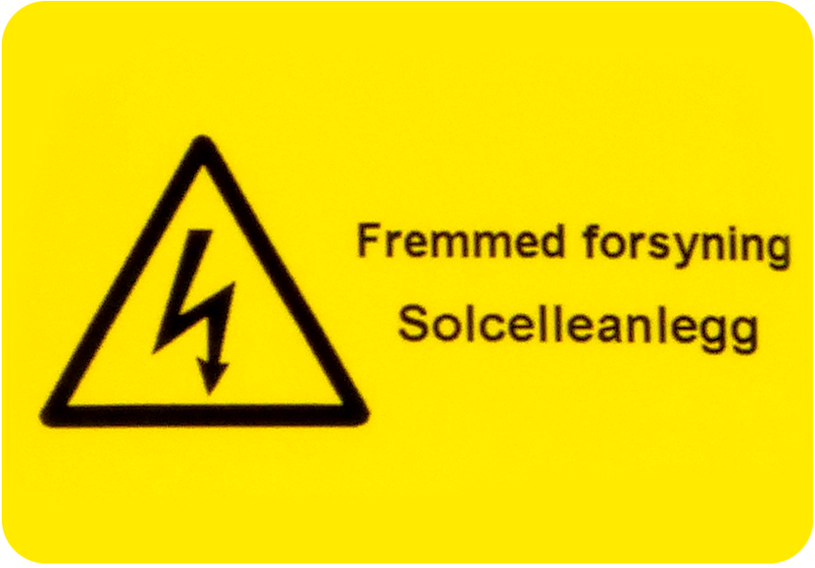 Fremmed forsyning solcelle 50x35 Sort/gul pk/5 | Merkeskilt | Onninen AS