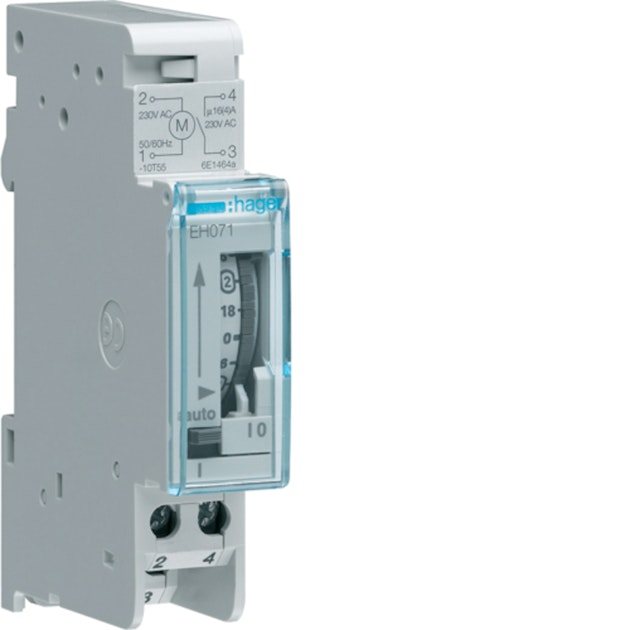 HAGER TIME SWITCH MECHANICAL EH071 7D 1CO/16A 230VAC RES | Timer Relays ...