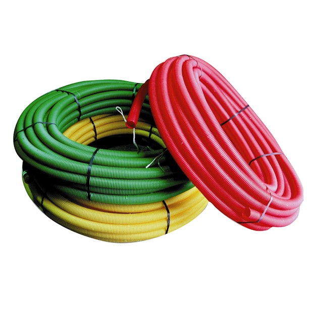 RØR KORRUGERT KORR. RØR 110MM M/TR RØD PIPELIFE | Kabelvern rør ...