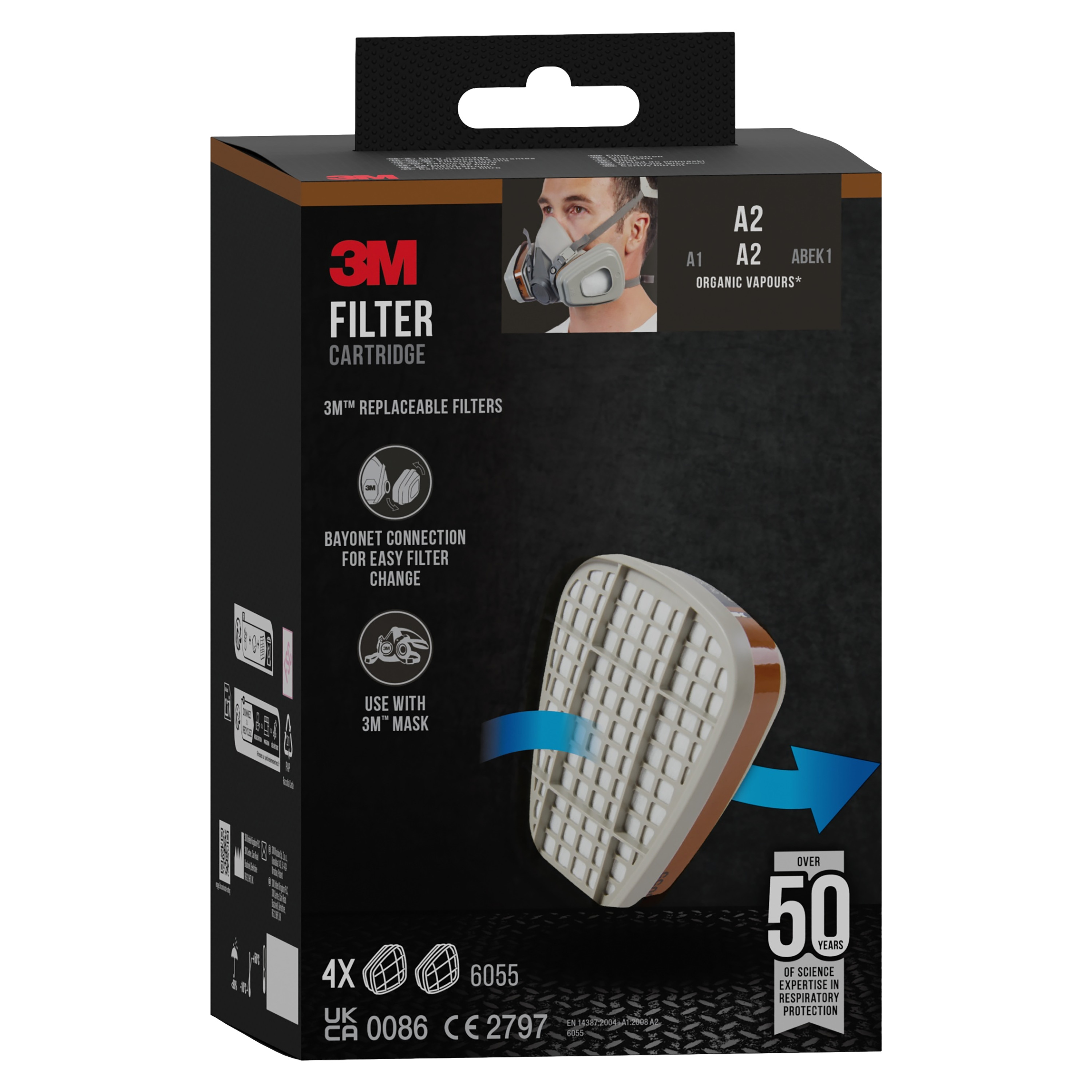 3m 3m filter mot orga ånga, a2 ,4 st