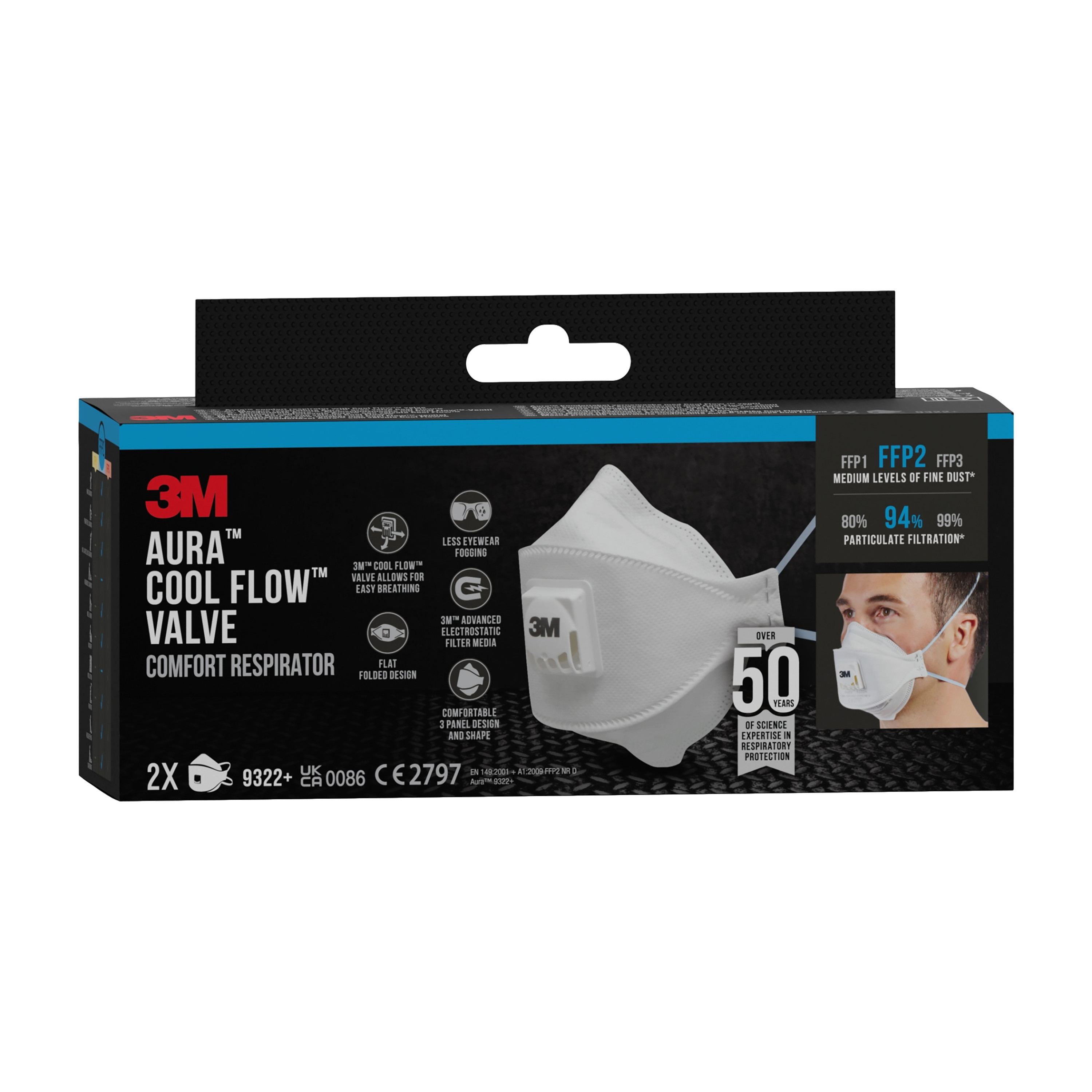 3m Particulate respirator 3m 9322+ aura dis 2pcs