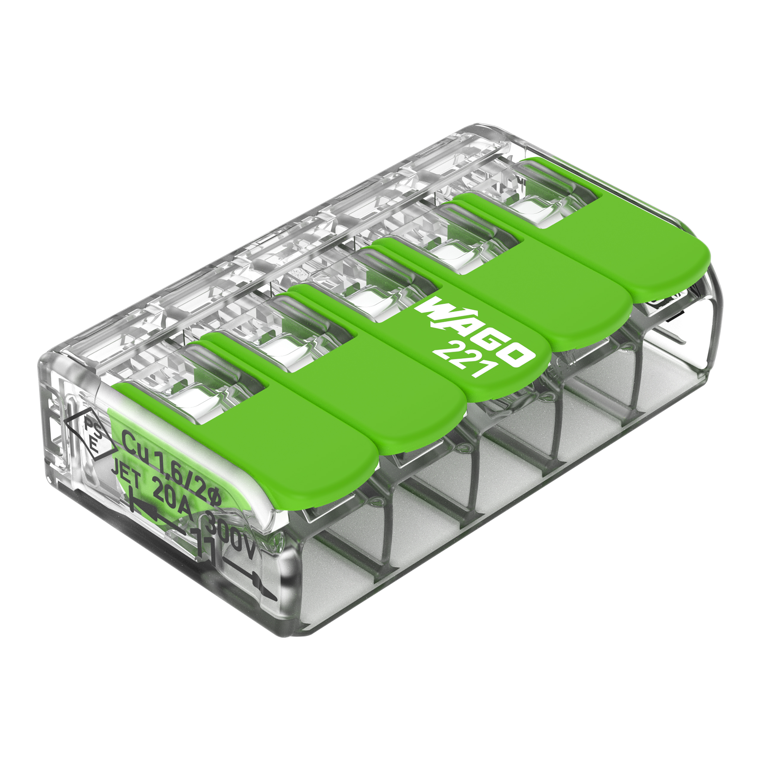 RASIALIITIN WAGO 221-425 GREEN VIPU, 0.2-4mm2