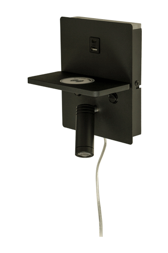 ASTOR vegglampe med trådløs + USB-lading