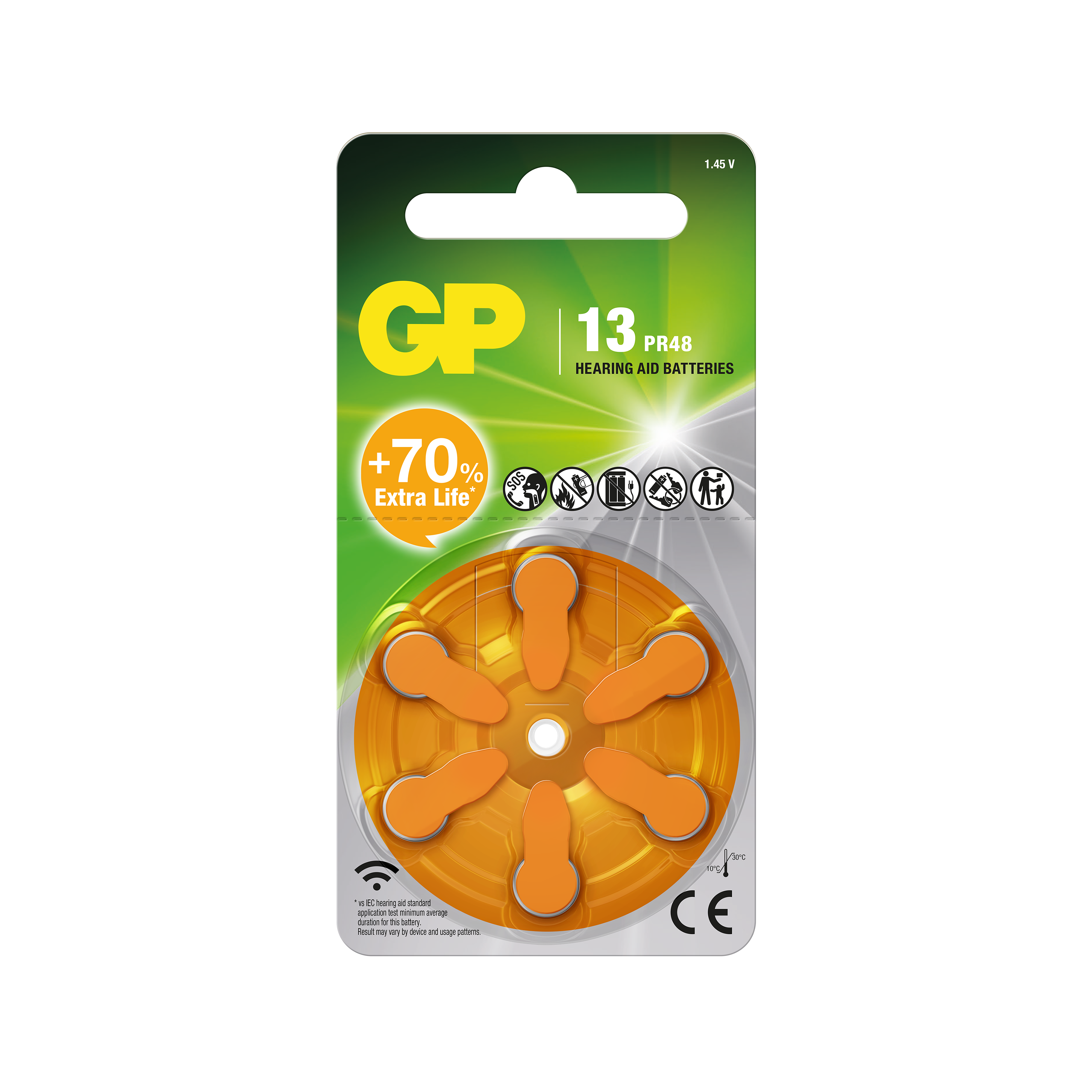 Høreapparatbatteri ZA13/AR48/PR48 6-pk