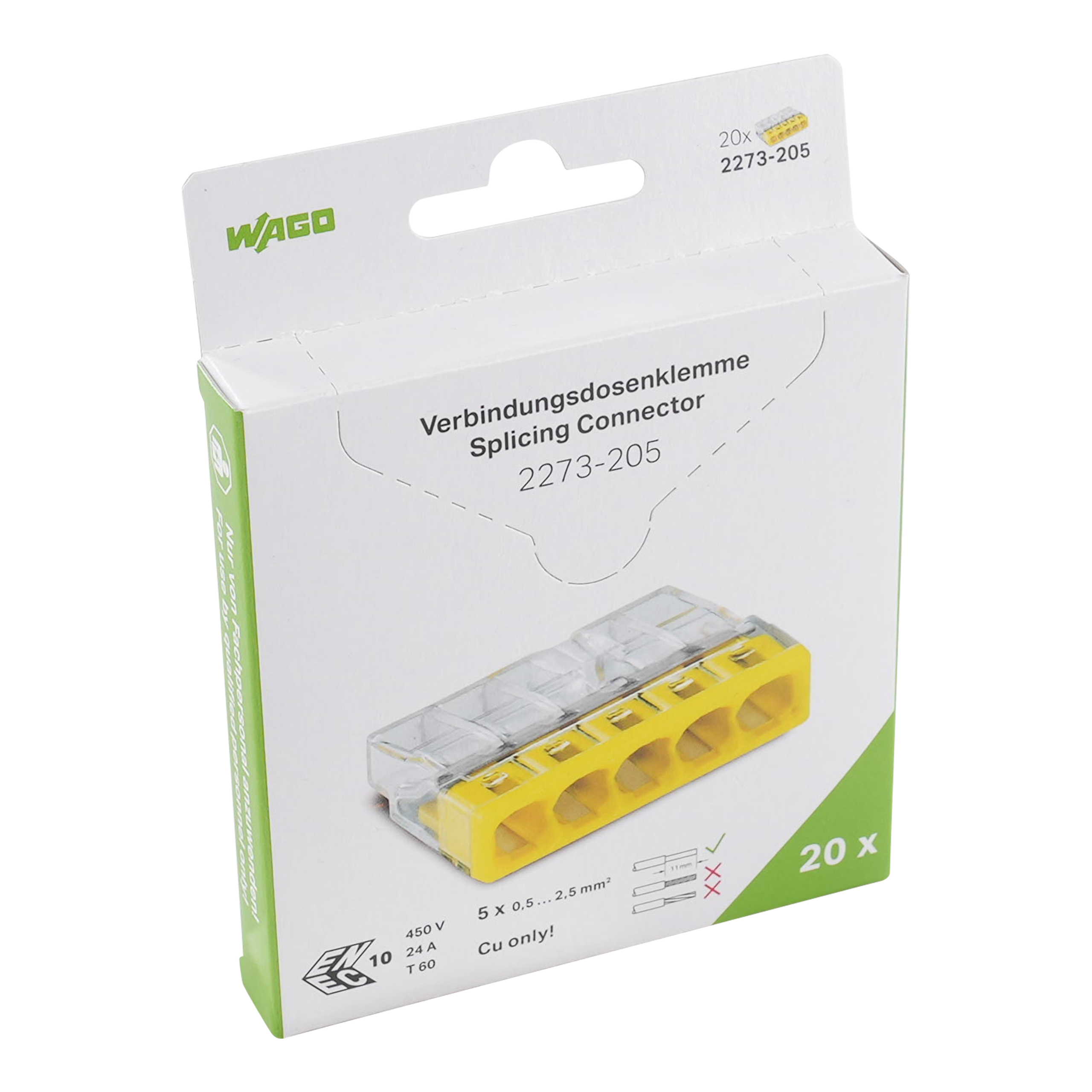 RASIALIITIN WAGO 2273, 5-N, BLISTER KEL (20kpl)
