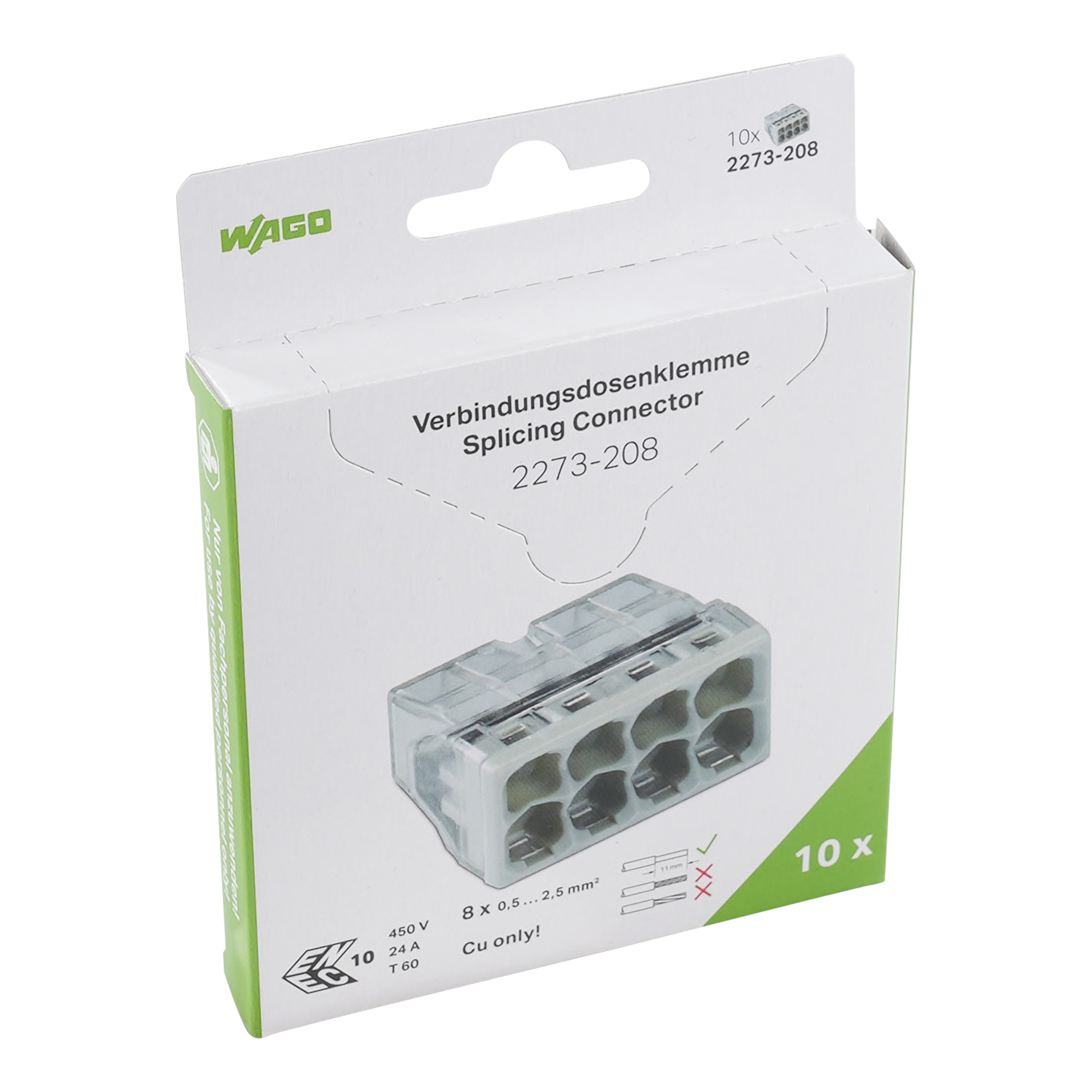 RASIALIITIN WAGO 2273, 8-N, BLISTER VAL (10kpl)