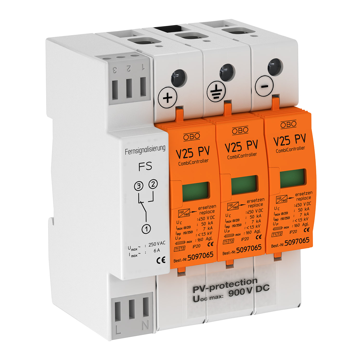 BLIXT-ÖVERSPÄNNINGSSKYDD SOLCELL 900V FJÄRRSIGNAL
