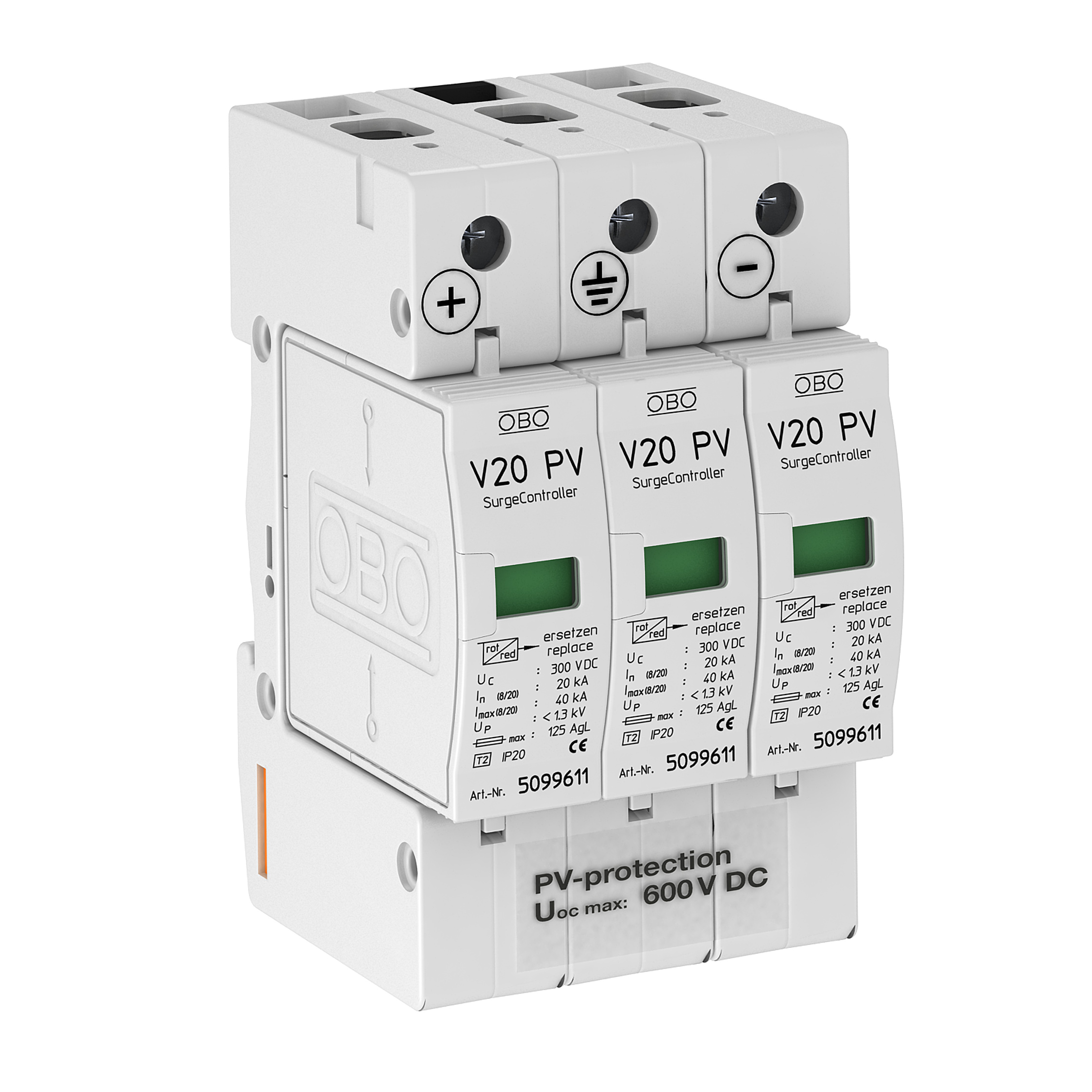 ÖVERSPÄNNINGSSKYDD SOLCELL V20 V20C3PH 600V DC