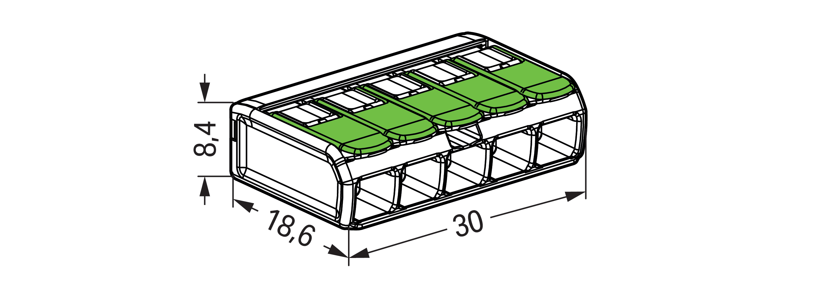wago Rasialiitin wago 221-425 green vipu, 0.2-4mm2