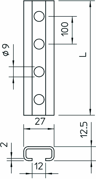 obo bettermann Ankarskena 2062 l 2m ft,2000x12,5x27