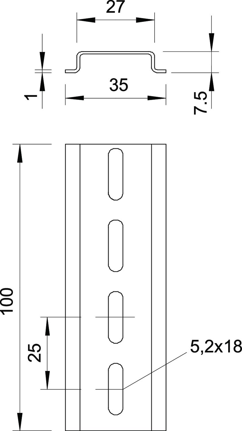 obo bettermann Asennuskisko obo 2069 2m gtpl 35x7,5mm din
