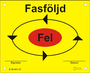 hammarprodukter Skylt fasföljd rätt/fel plast
