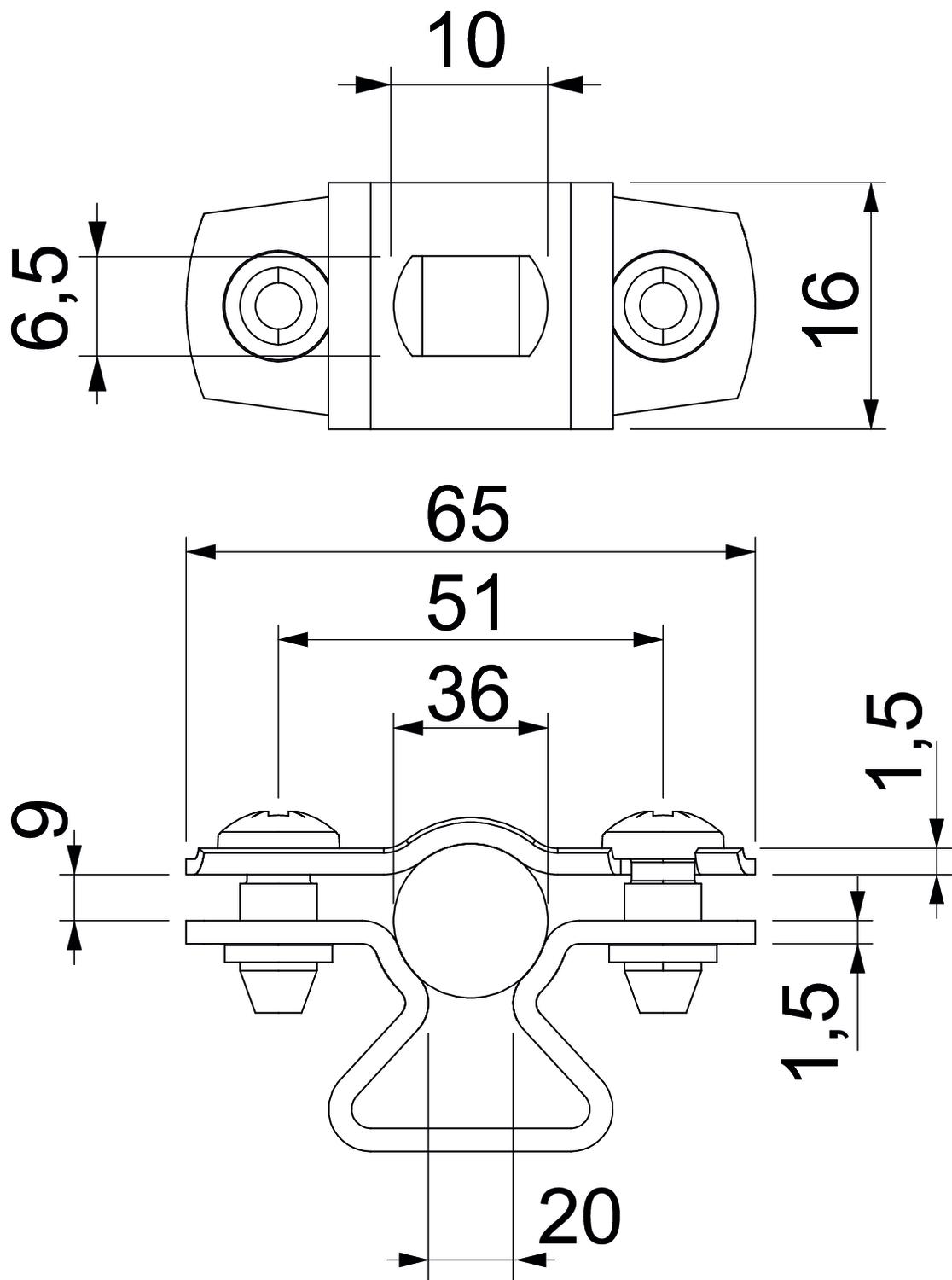obo bettermann Putkikiinnike asl 733 36 a2, 30-36mm, 6,5mm