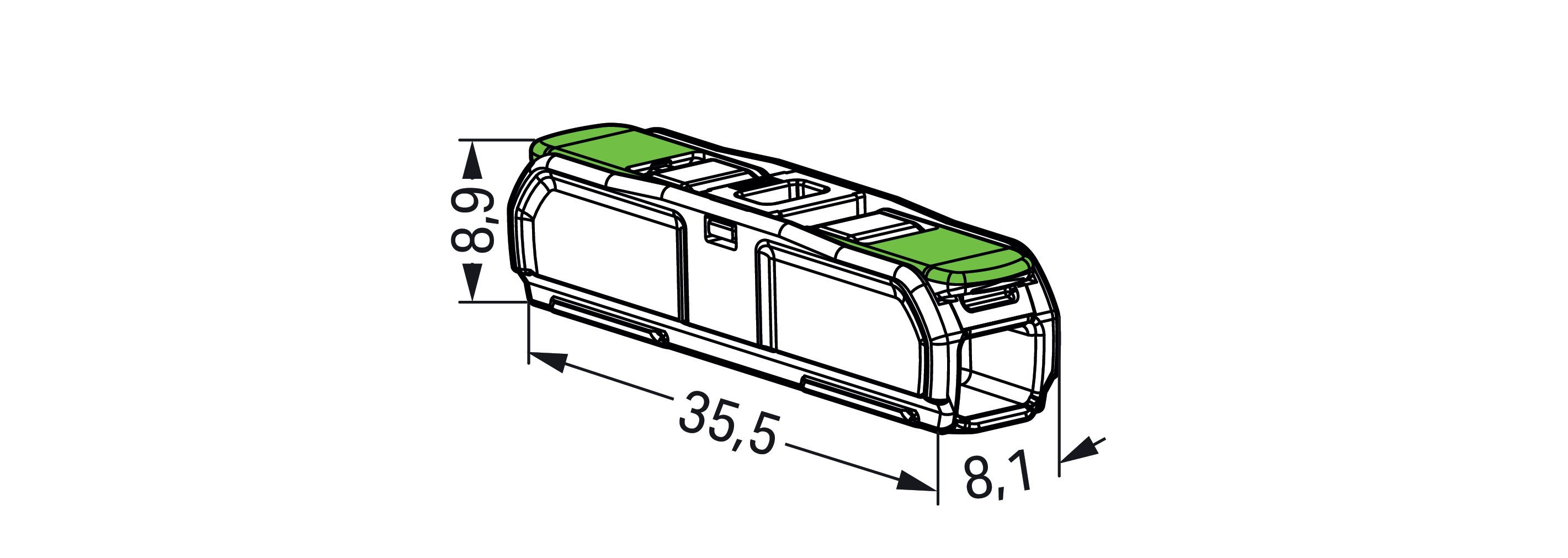 wago Rasialiitin 221-sarja vipu-inline-green