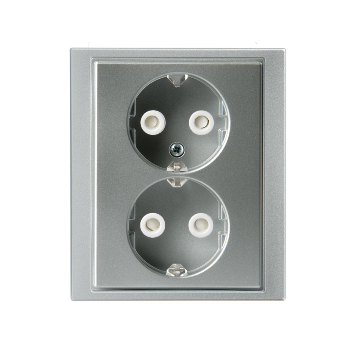 SOCKET OUTLET SCHUKO 2-G, IP21,ALUMINIUM