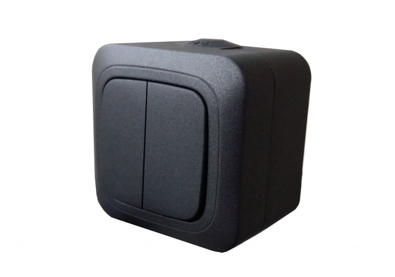 liregus Jungiklis 2-klavišų, ip44 pj5 10-008 j, juoda sp.