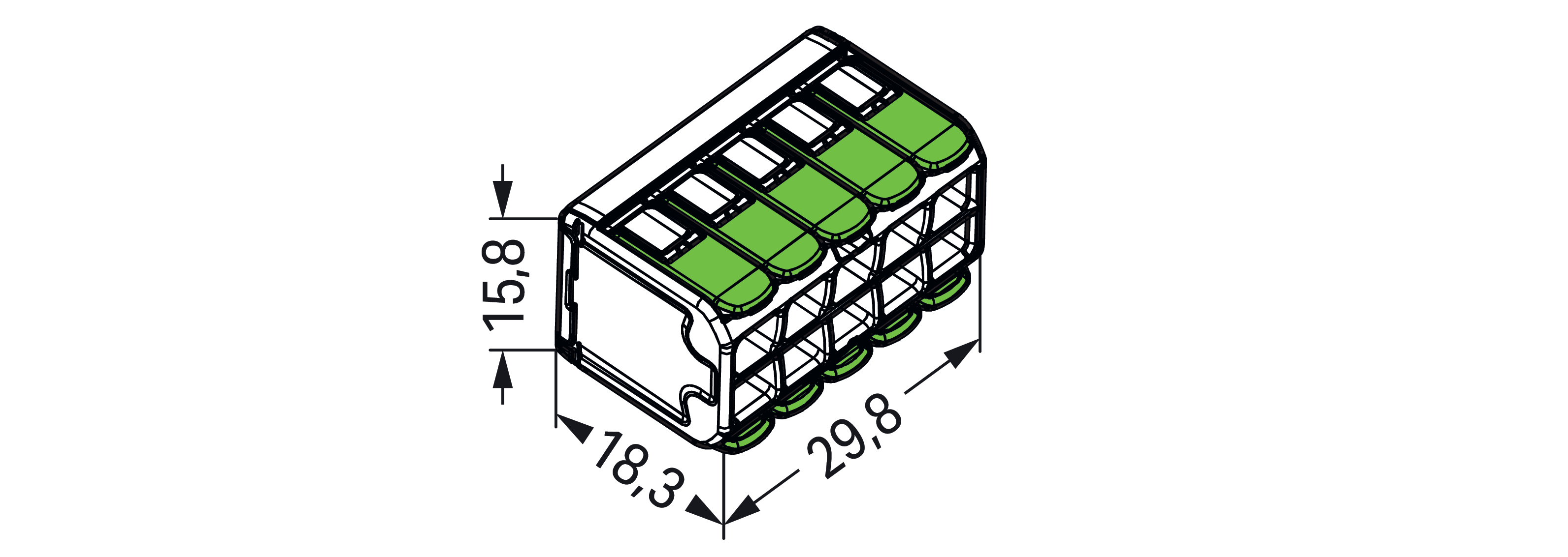 wago Toppkontakt 221-sarja 10-polig,0.2-4.0mm2, in 32a