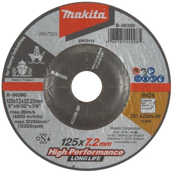 METALO ŠLIFAVIMO DISKAS INOX 125X7,2 MM AZ24N