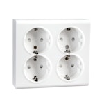 SOCKET OUTLET OUTLET SURFACE 4OS GROUNED WH