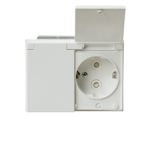 SOCKET OUTLET Schuko 2-g,IP21 with lid,white