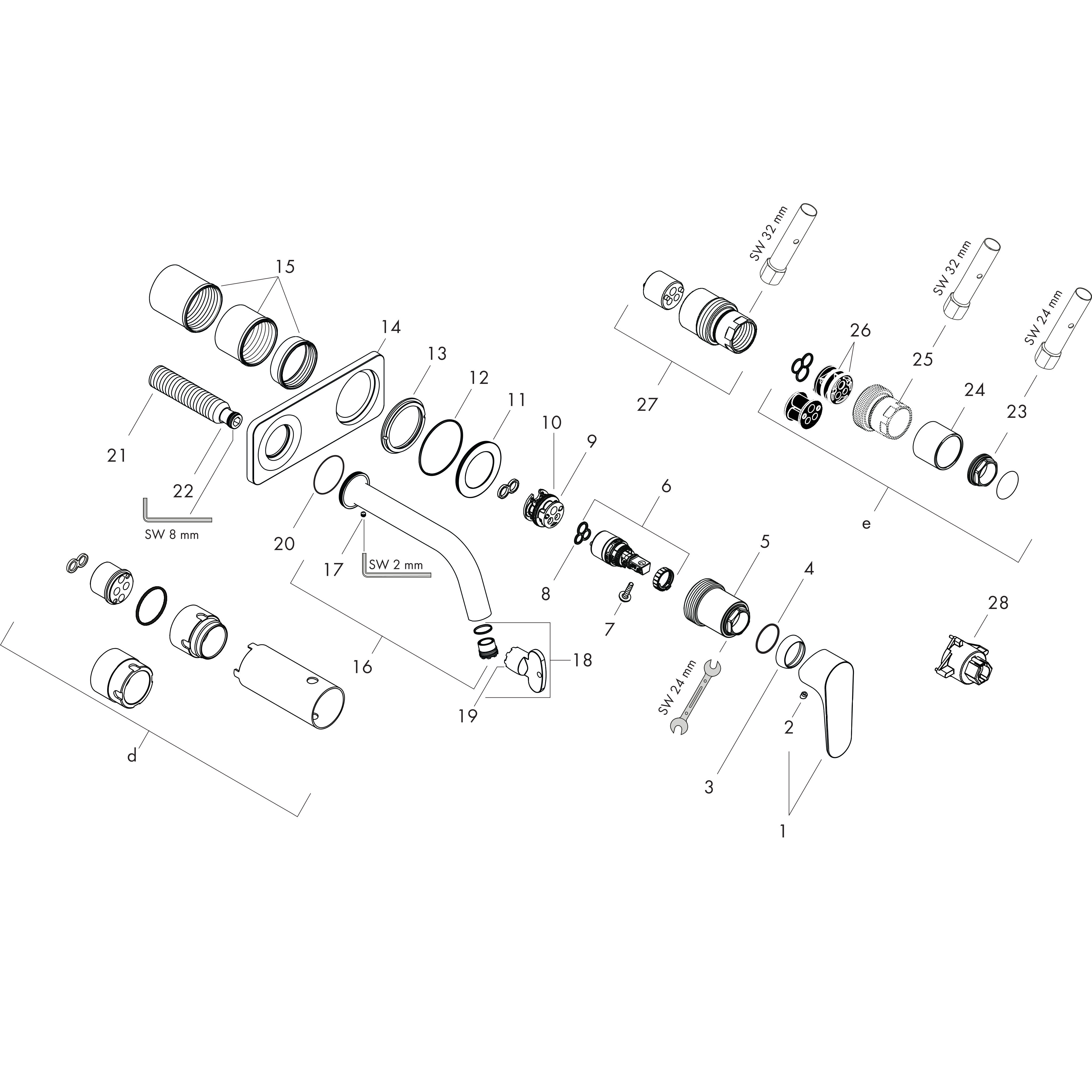 axor Täcke element hansgrohe 38025000 axor uno2
