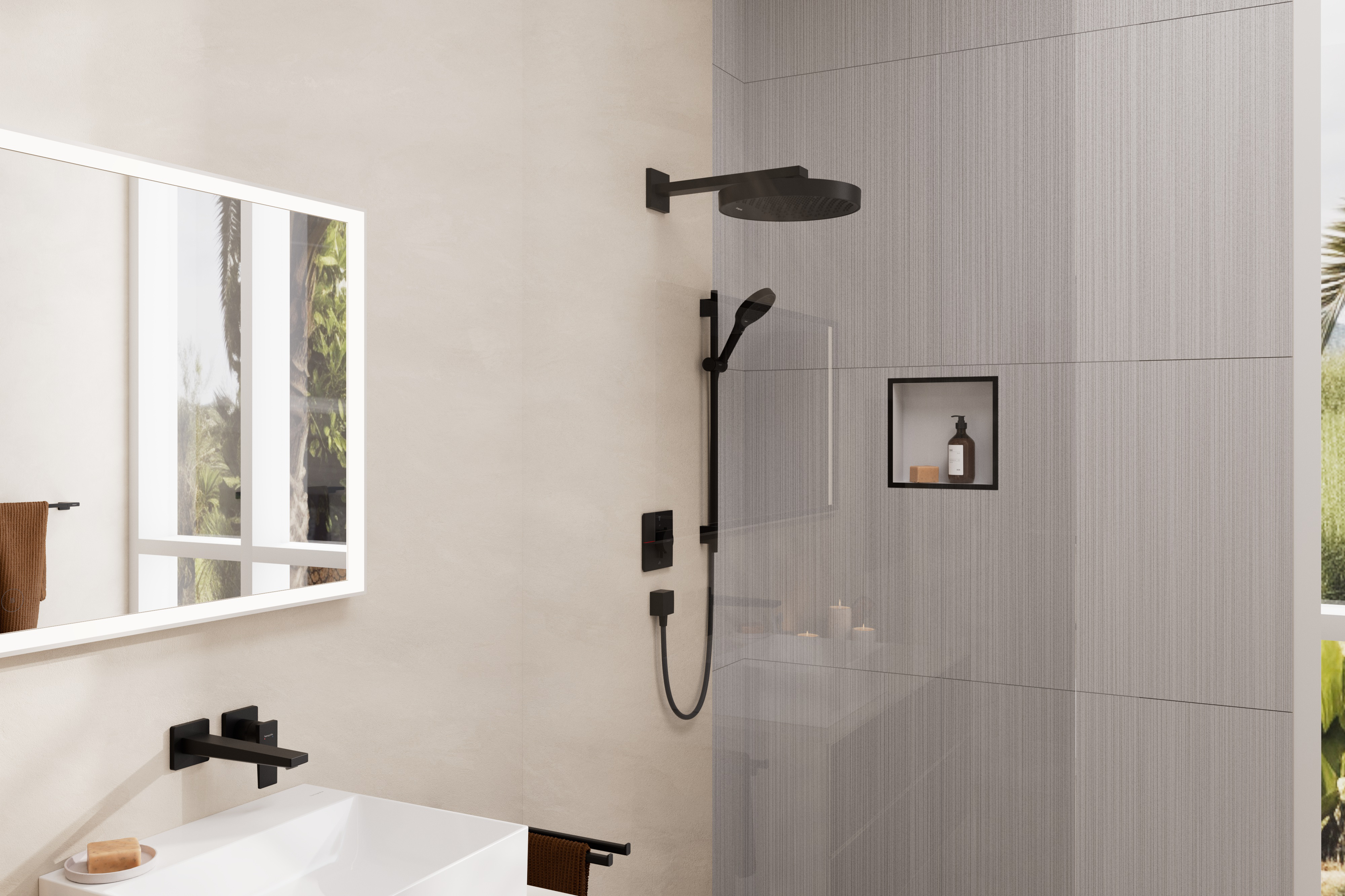 hansgrohe Wall bar set hansgrohe 28746670 rainfinity 130 eco bl