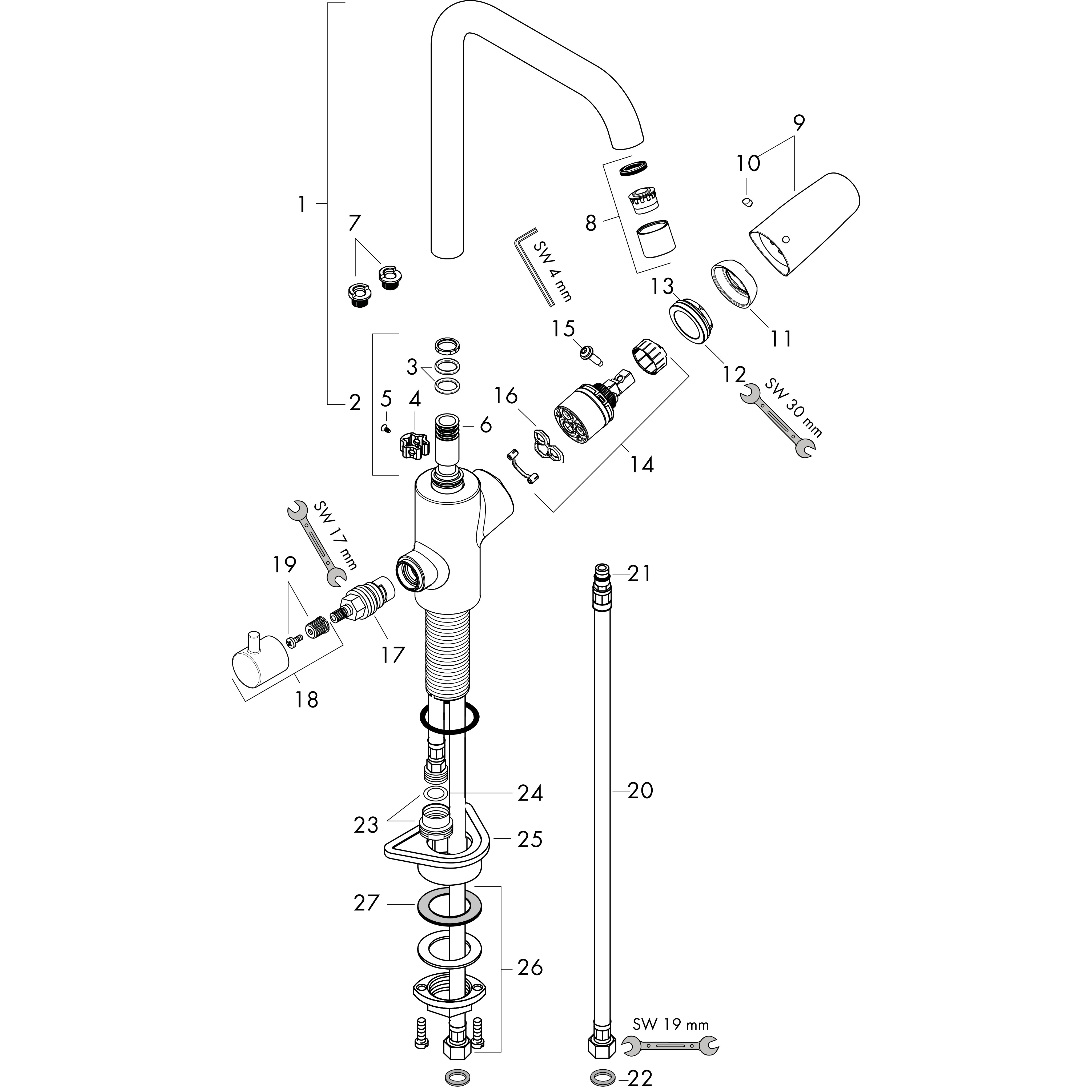 hansgrohe Keittiöhana hansgrohe 31831000 focus 260 korkea pkv