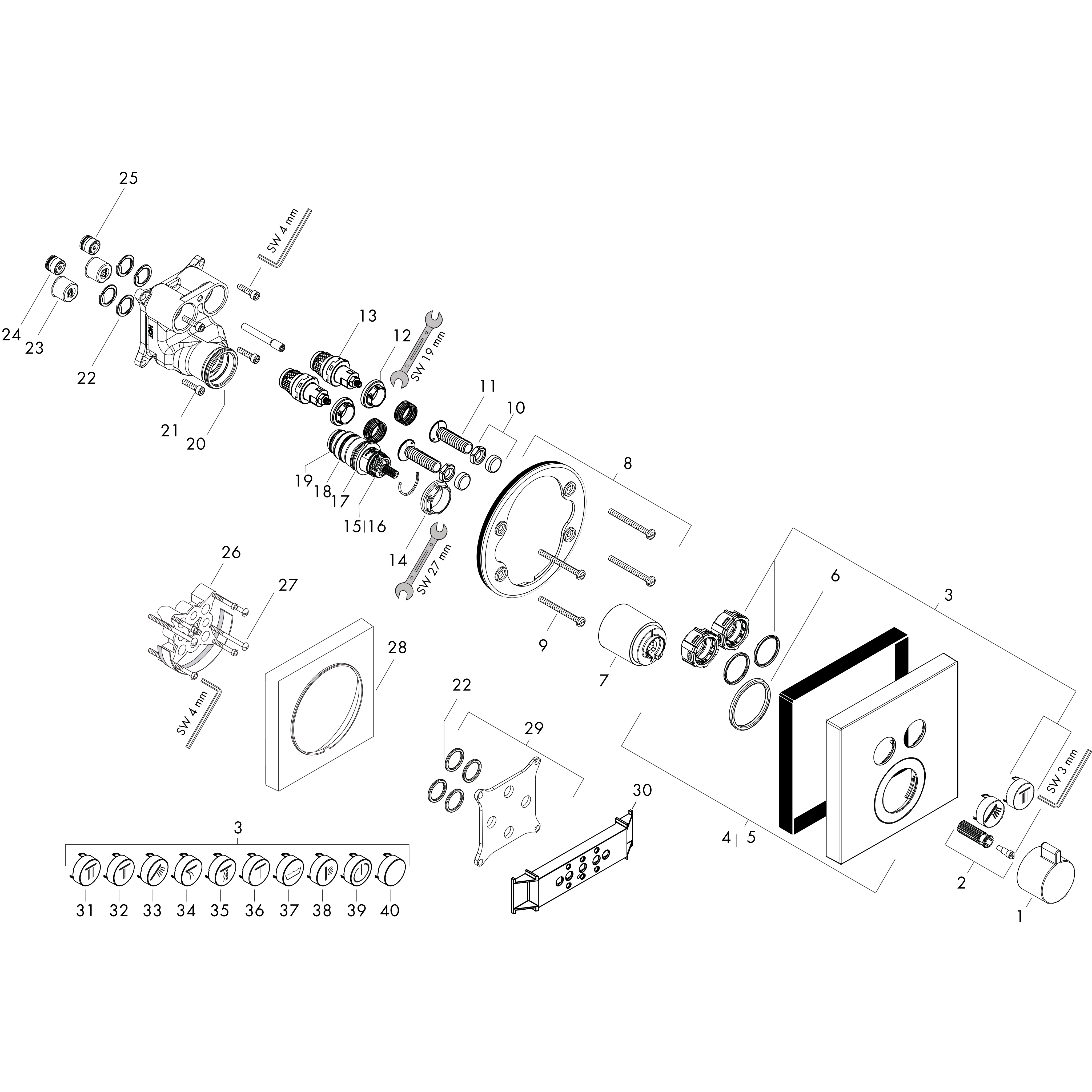 hansgrohe Conc.inst.thermostat hg showerselect 2-func dzr