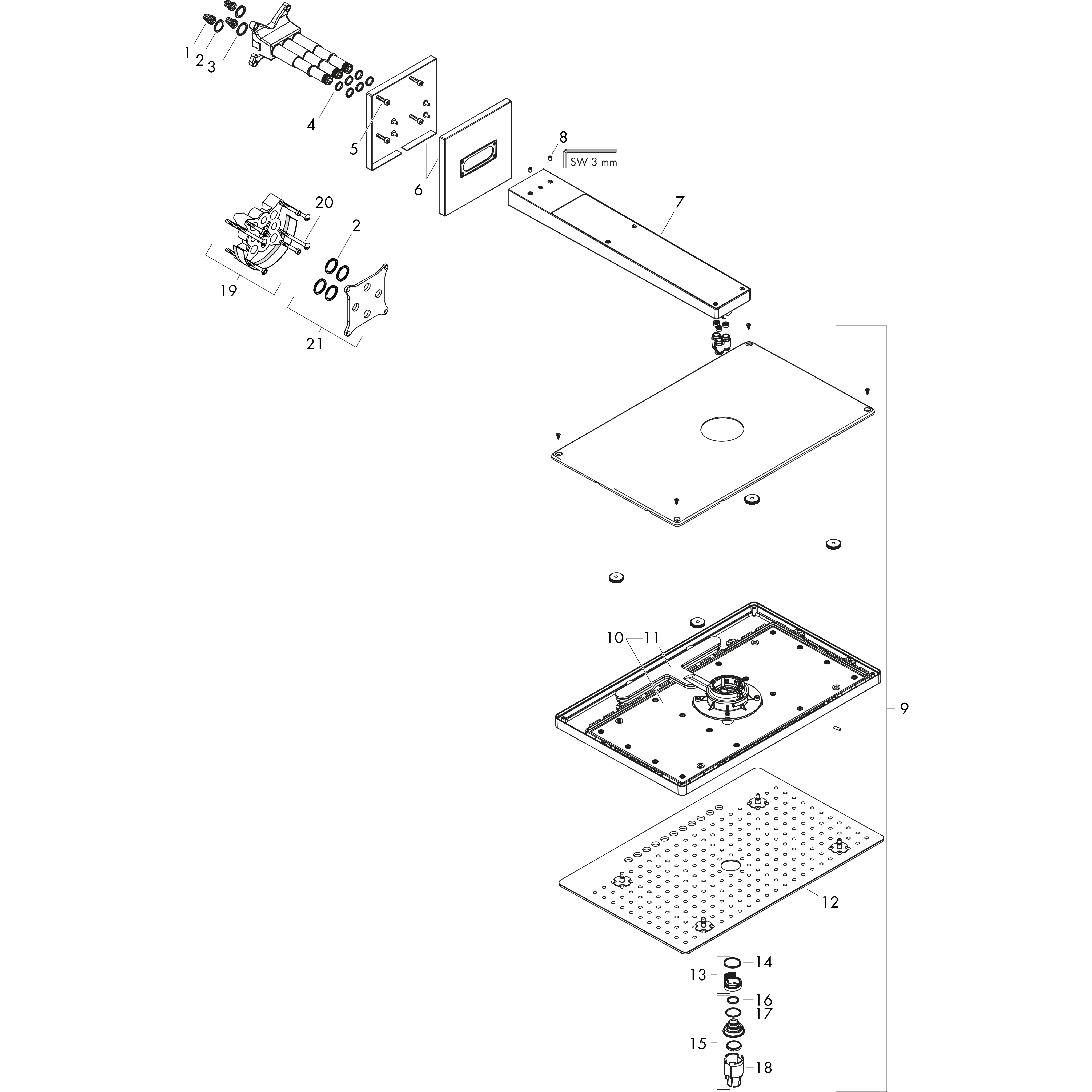 hansgrohe Piiloasennushana hansgrohe 24017400 rainmaker yläsuihku