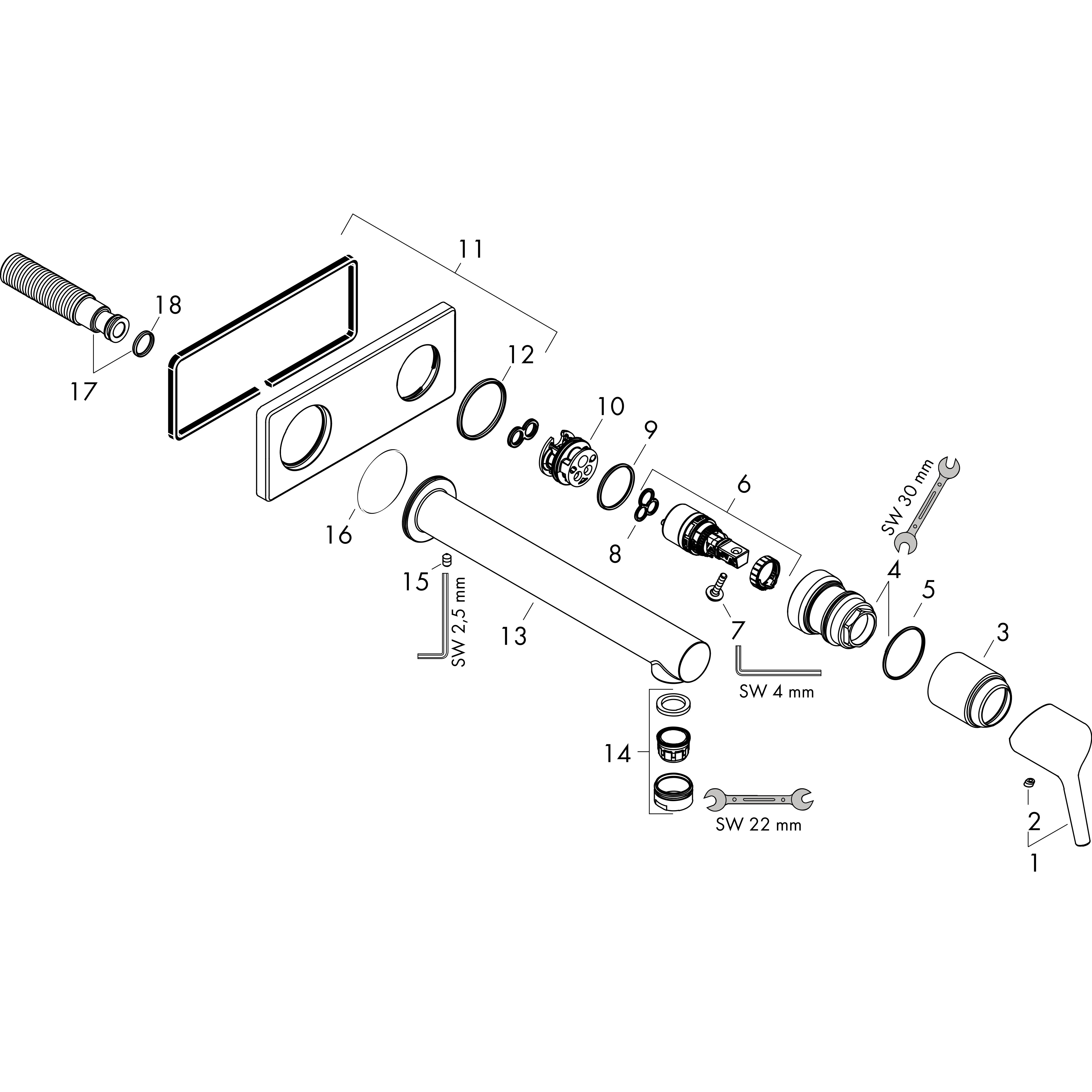 hansgrohe Concealed tap hansgrohe 72110000 talis s washbasin 165