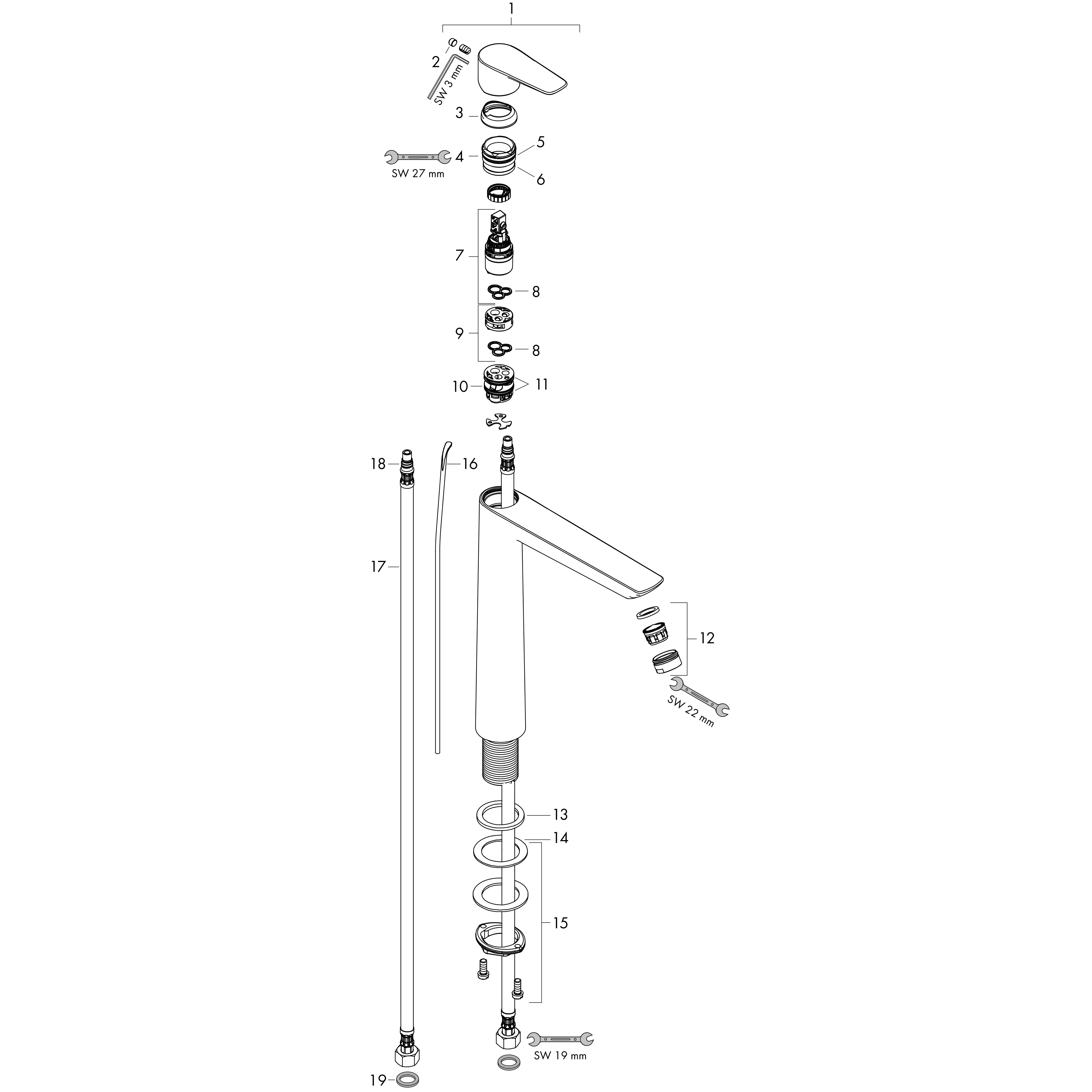 hansgrohe Washbasin mixer hansgrohe 71716000 talis e 240 pop-up