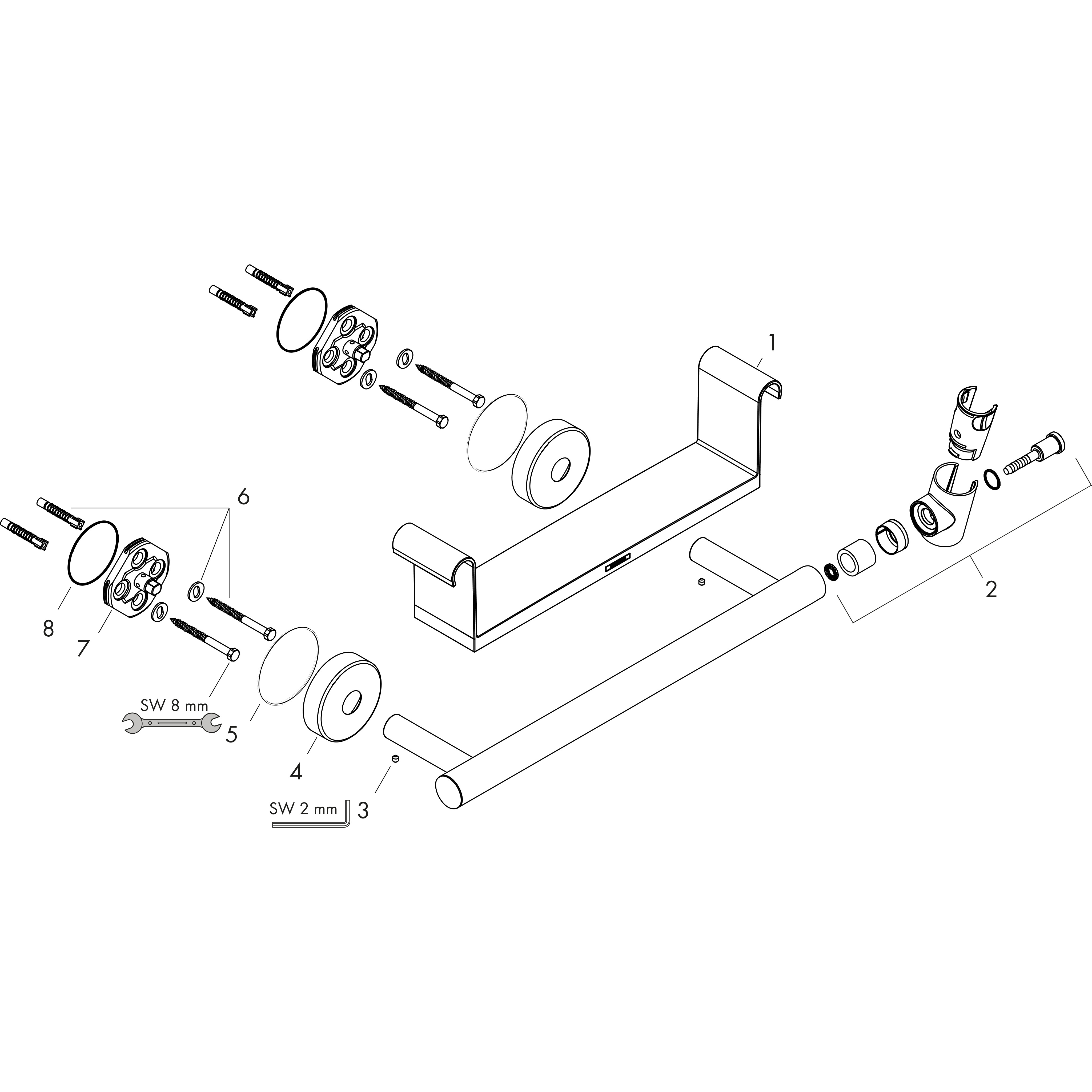 hansgrohe Tukitanko hansgrohe 26328400 sis.hylly ja pidike