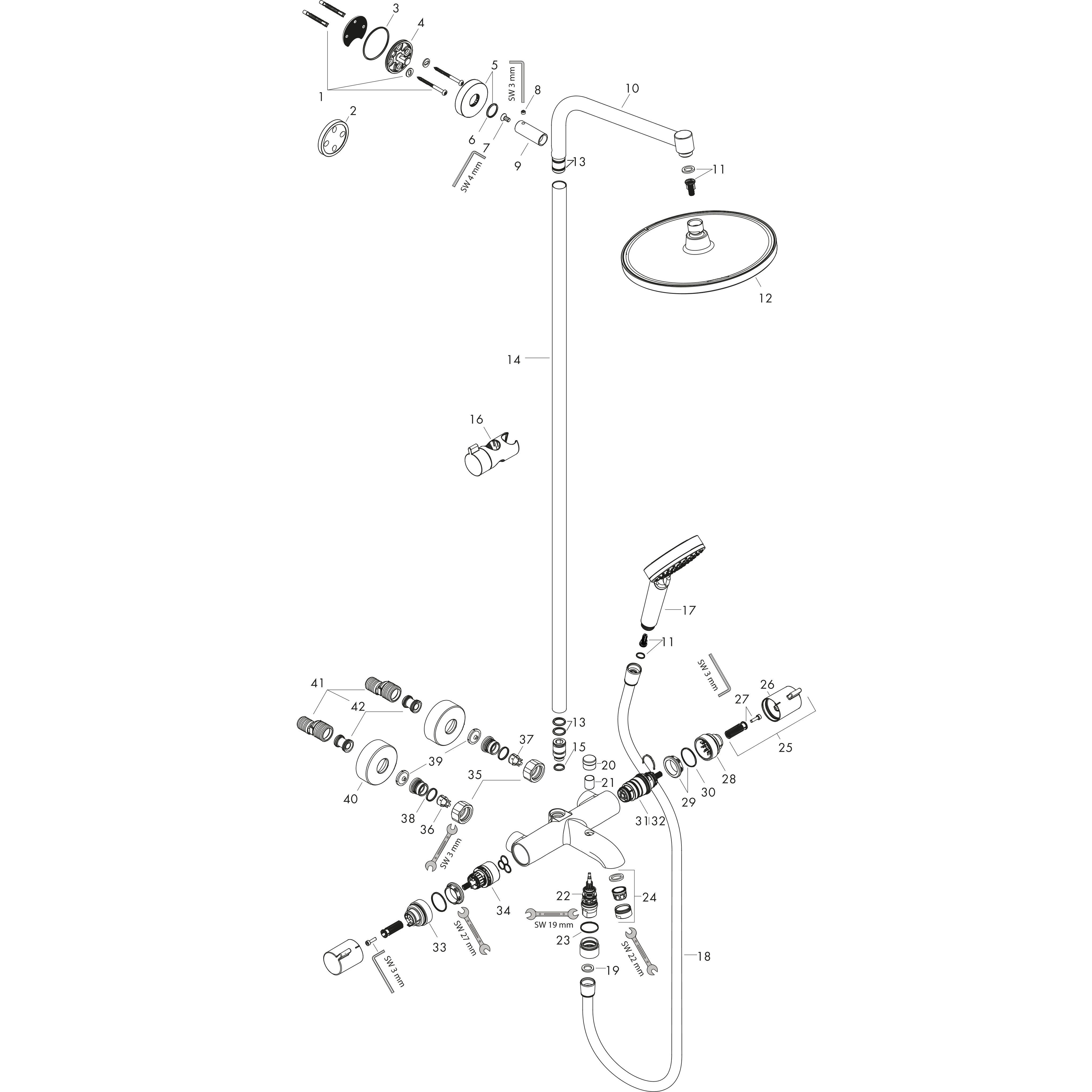 hansgrohe Showersystem hansgrohe 27892000 crometta s240 spout