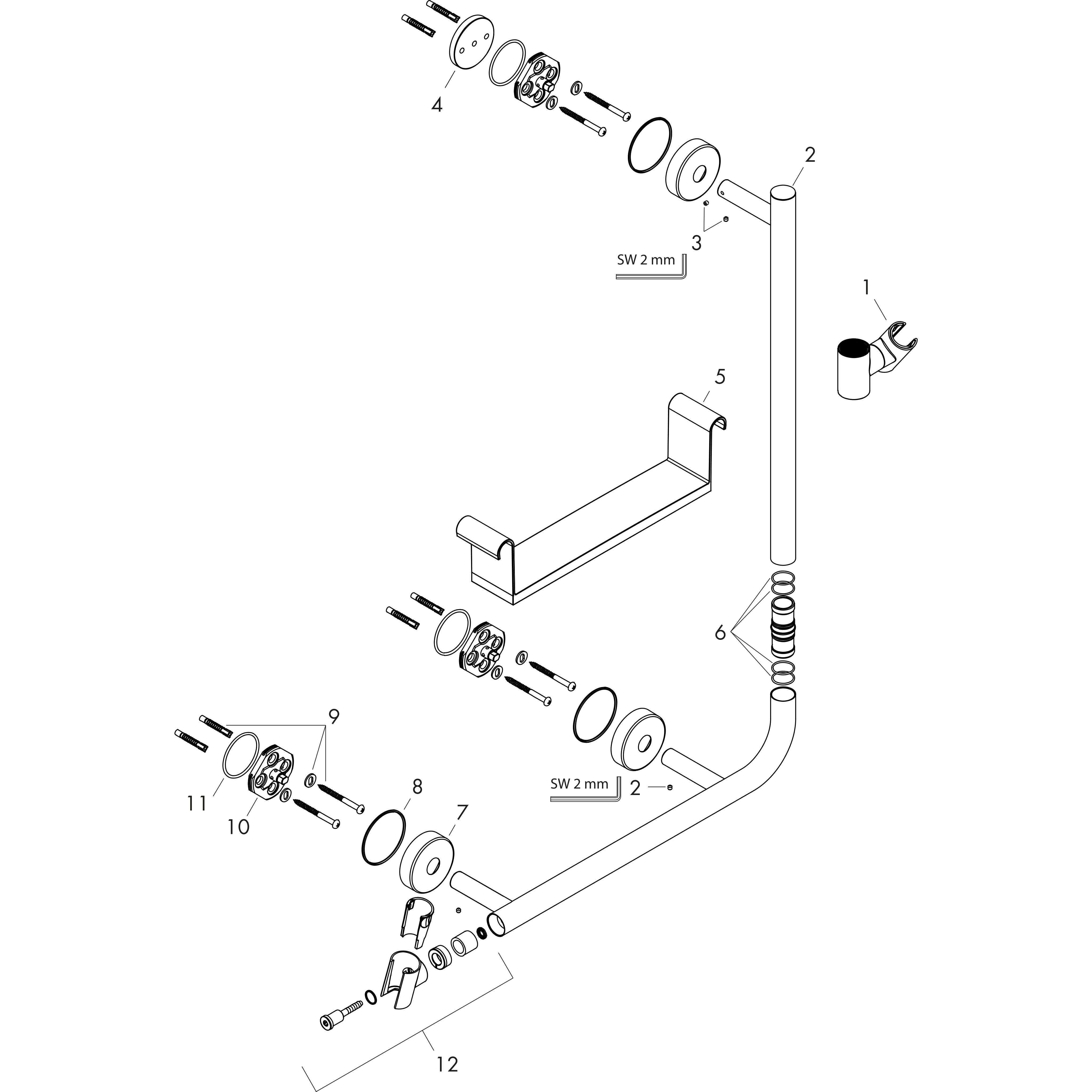 hansgrohe Suihkutanko hansgrohe 26404400 yhdist.tukitanko 1100