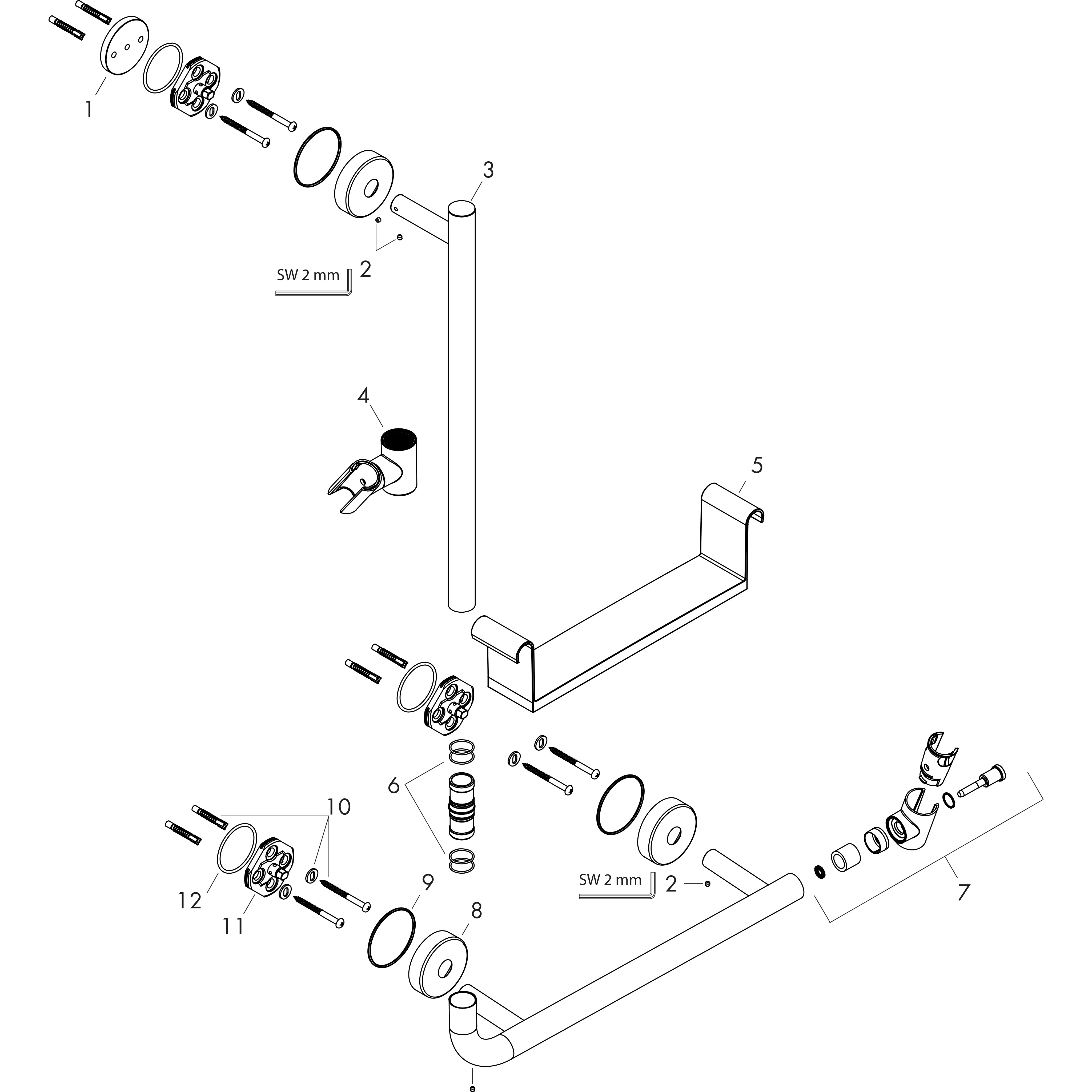 hansgrohe Suihkutanko hansgrohe 26403400 yhdist.tukitanko 1100