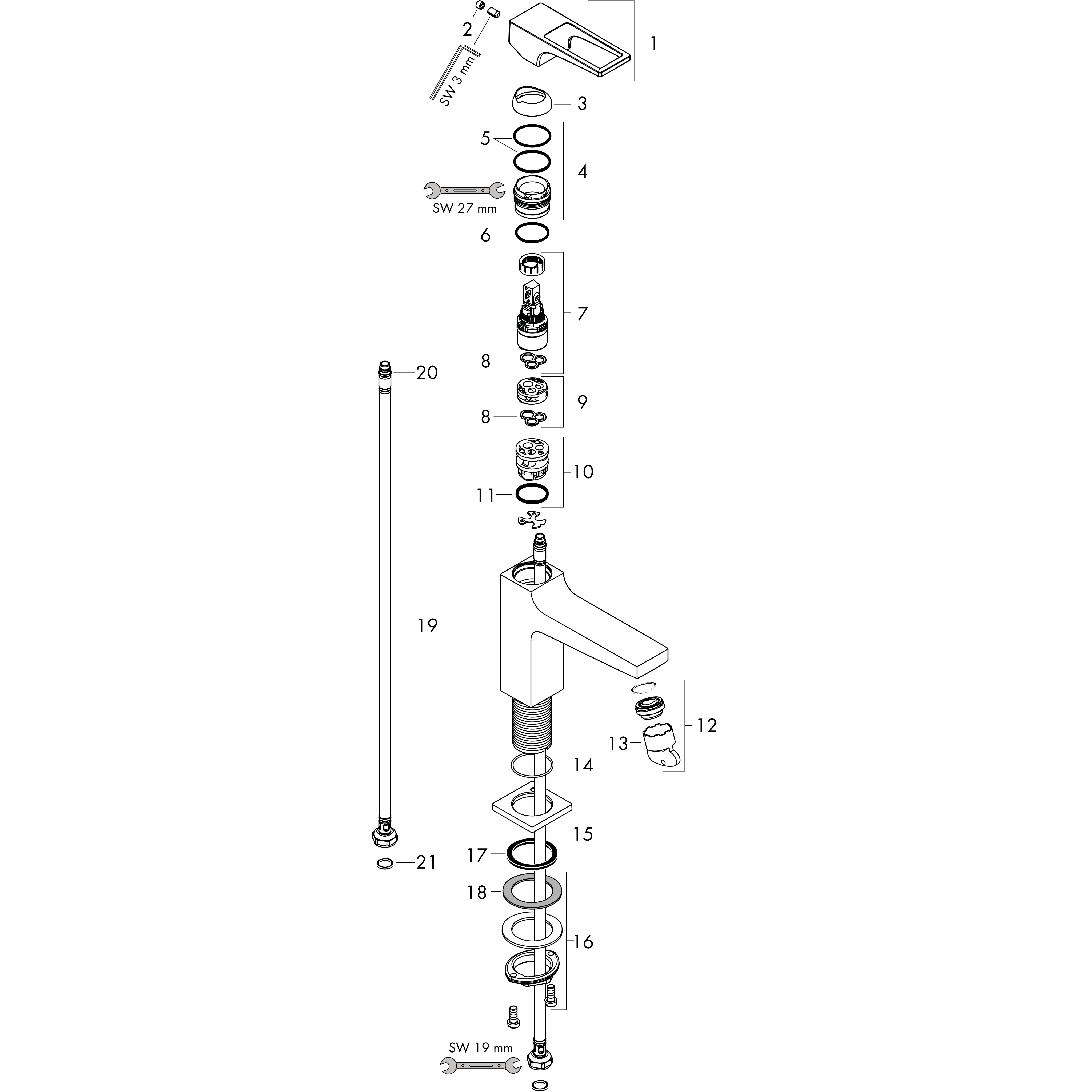 hansgrohe Basin mixer hansgrohe 74507000 metropol loop 110 po