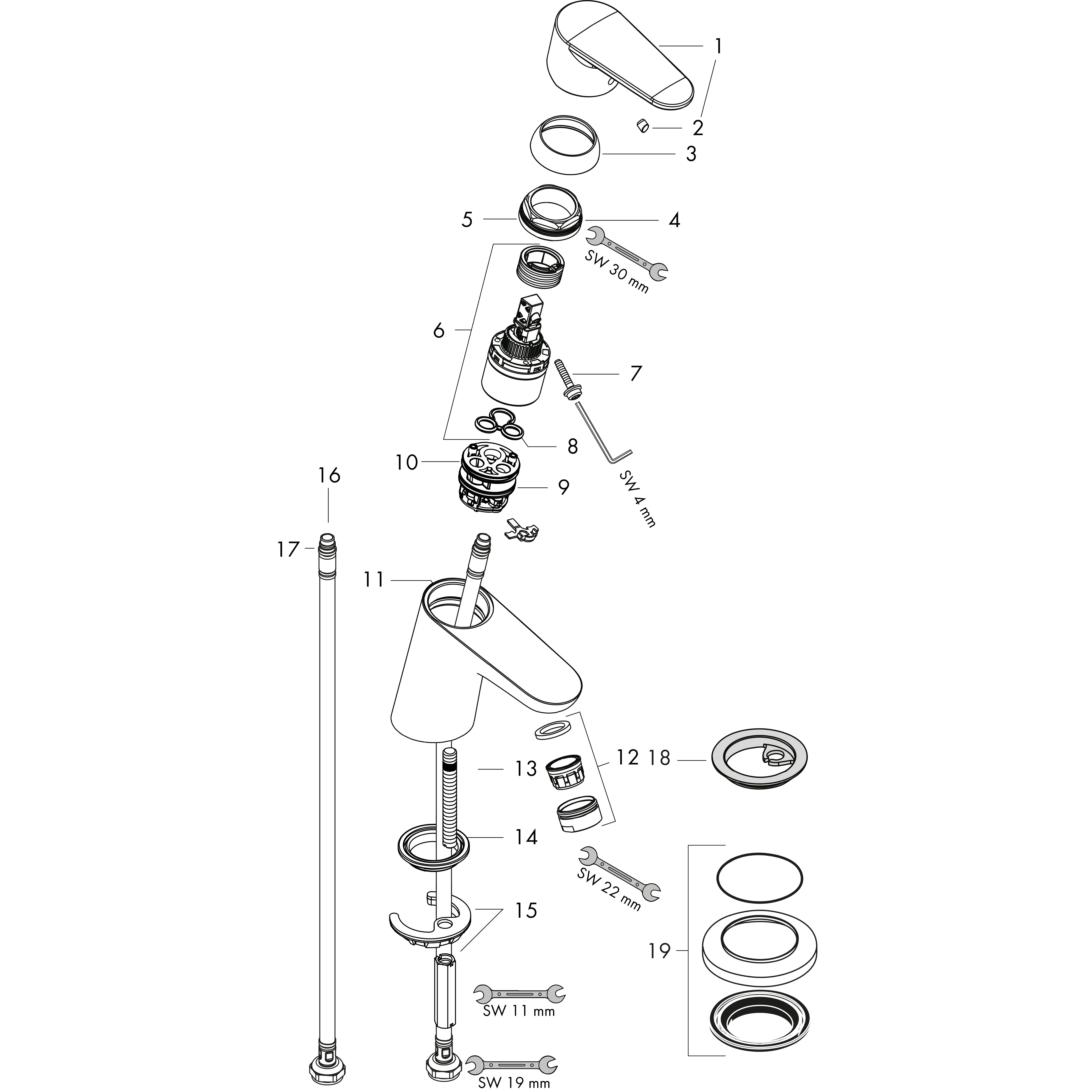 hansgrohe Washbasin mixer hansgrohe 31604000 focus 70 push-open