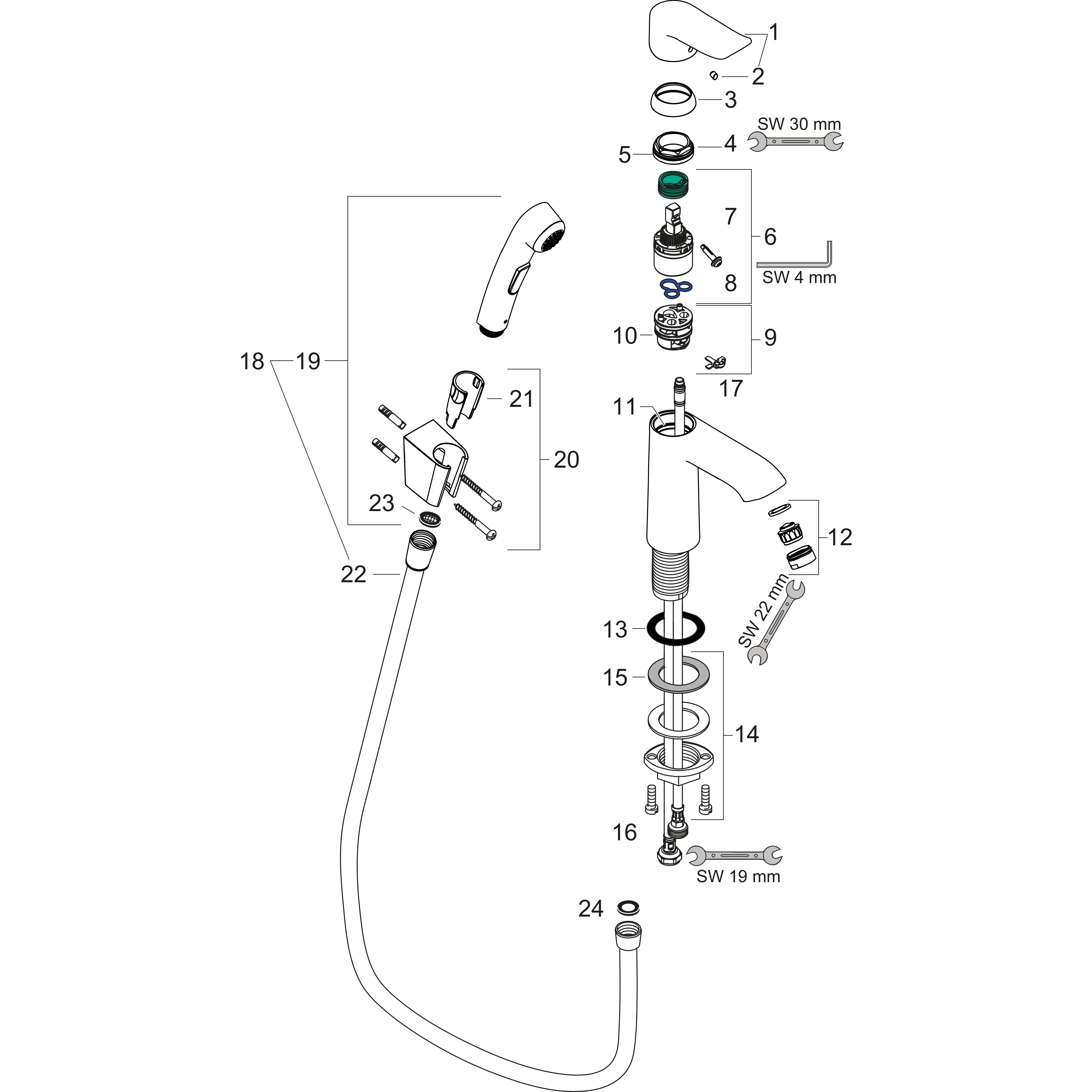 hansgrohe Pesuallashana hansgrohe 31285000 metris 110 bidette