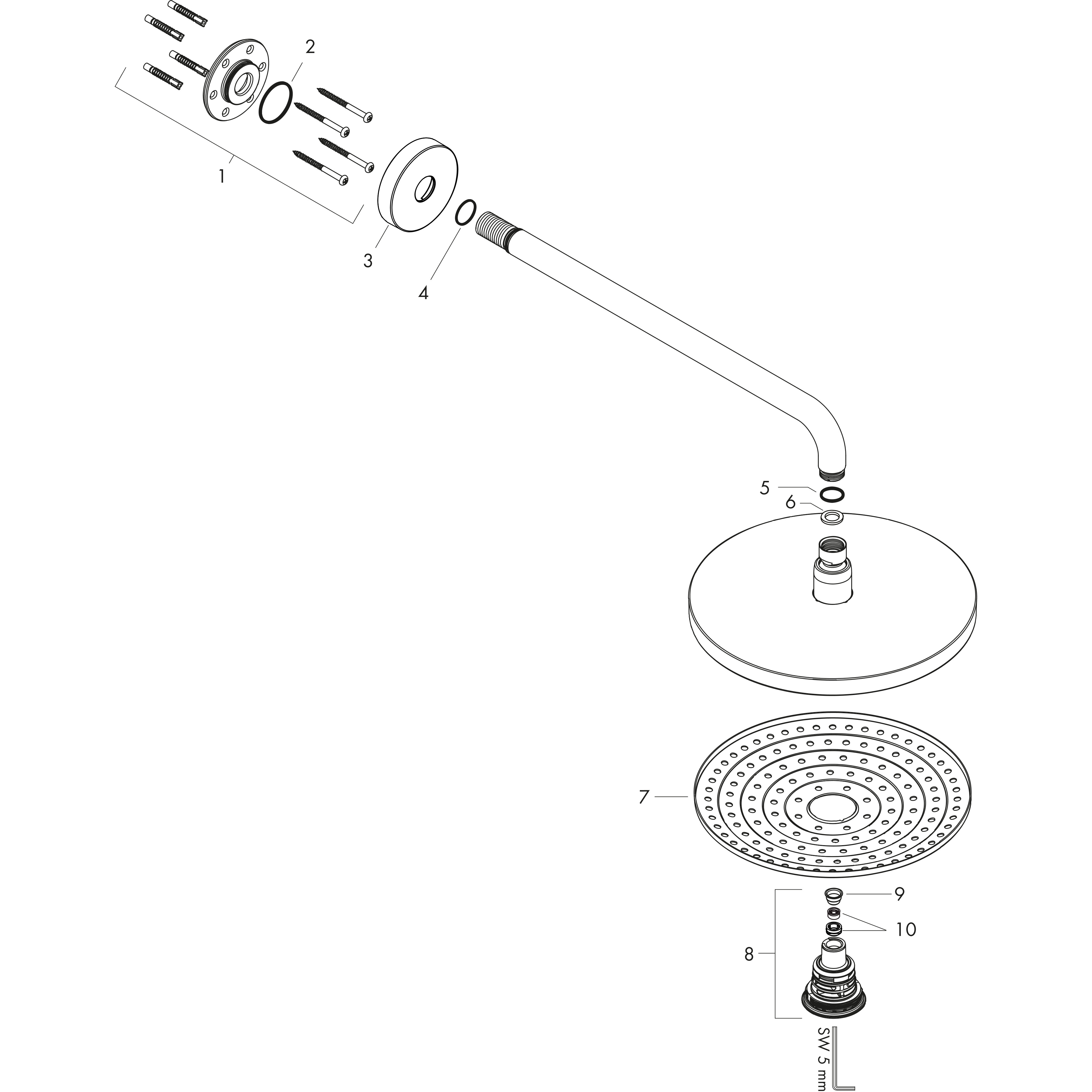 hansgrohe Piiloasennushana hansgrohe 26470000 select s yläsuihku